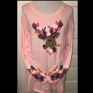 Pink Deer Pattern Sweater